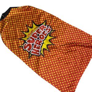 Calling All Superheroes Adult One Size Cape Red Yellow Polka Dot Reversible NWOT